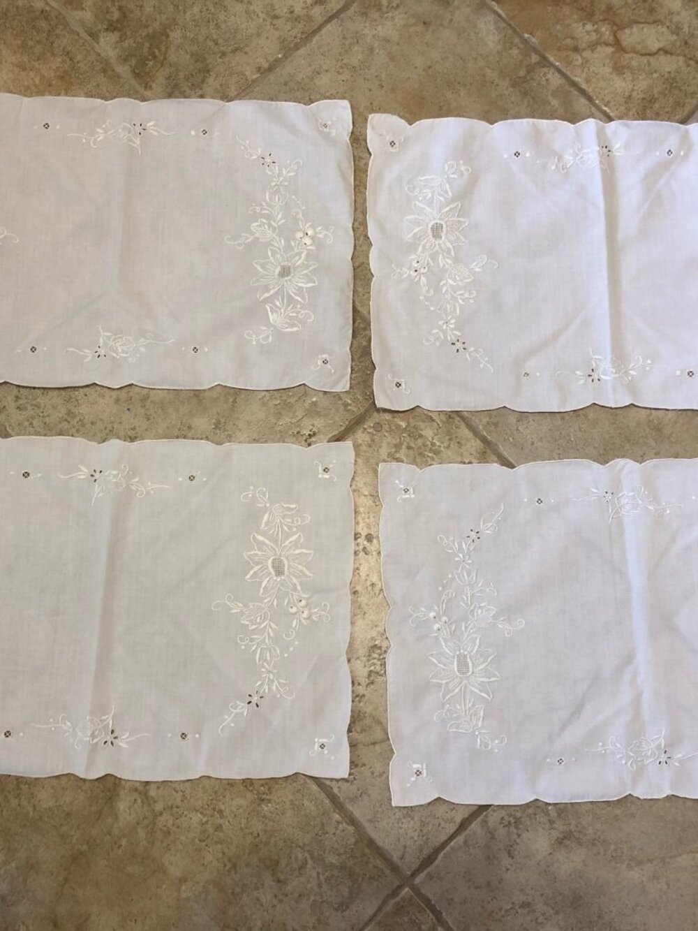Vintage Madeira Hand Embroidered Placemats - Set of 4